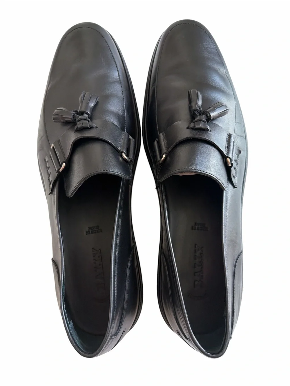 Bally Men's Salvan Black Leather Tassel Slip-On Loafers Size 11